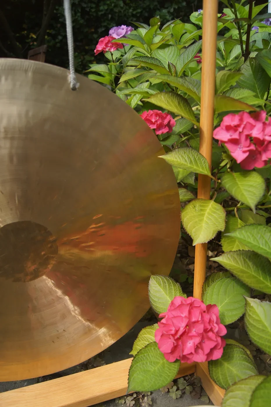 Gong mit Blüten für Klangarbeit
